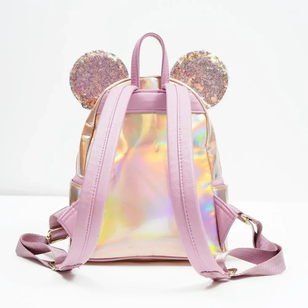 Disney Parks Loungefly Minnie Mouse Iridescent Sequin Mini Backpack Pink